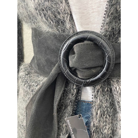 Banana Republic Suede Leather Charcoal Gray Adjustable D‎ Ring Sz M - Picture 2 of 7